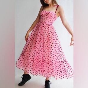 Betsey Johnson Heart Mesh Corset Midi Dress